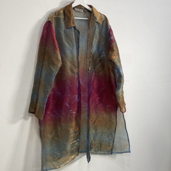 Vintage Semi Sheer Metallic Evening Jacket Lightweight Art to Wear 18 - Picture 8 of 12